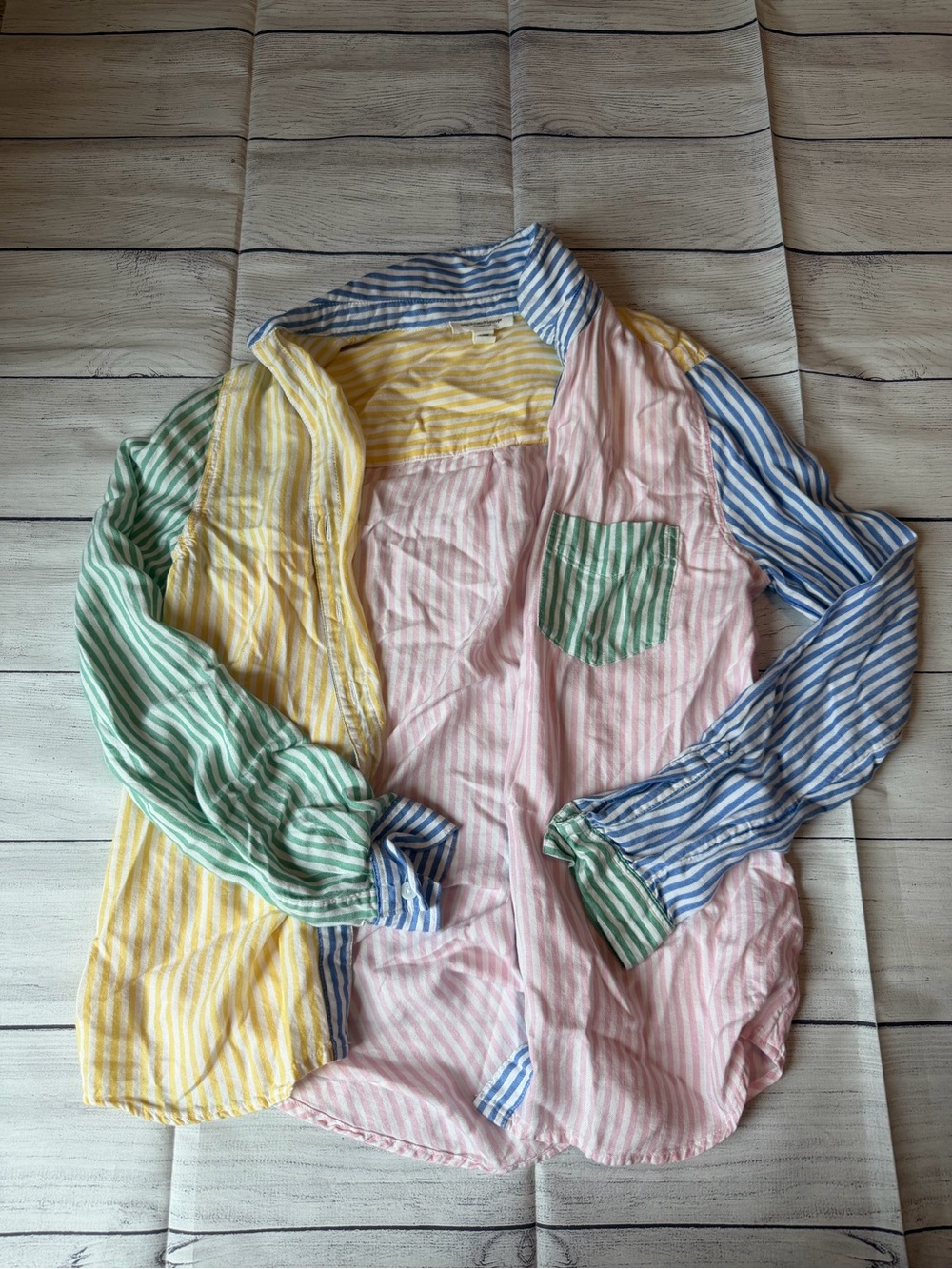Women's NWOT BeachLunchLounge Multi-Color Striped Button-Up Shirt